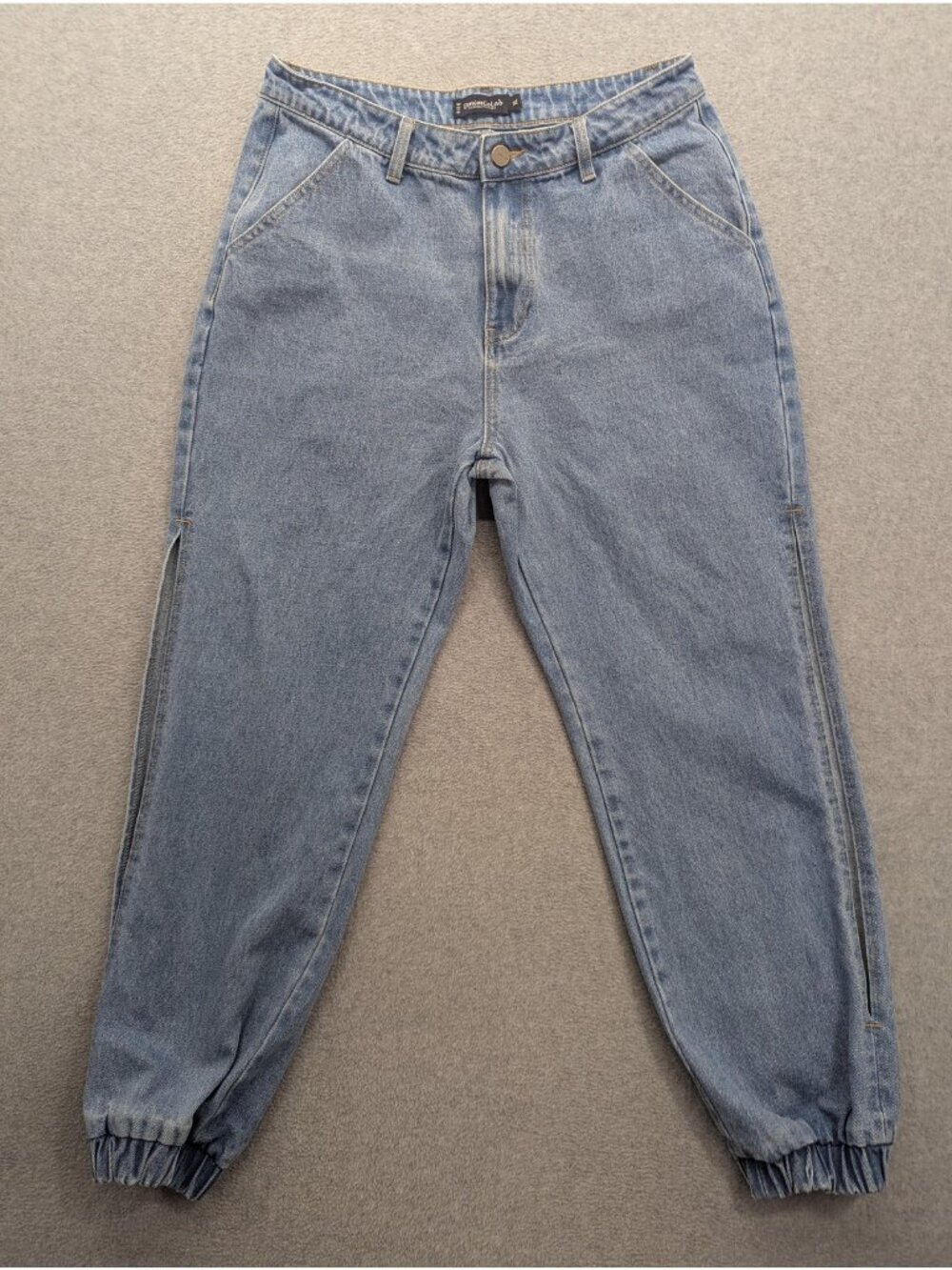 DenimCoLab Tapered Jogger Jeans Womens XL Blue Light Wash High Rise Cuffed